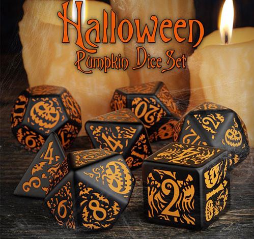 Halloween Pumpkin Black &amp; orange Dice Set (7)