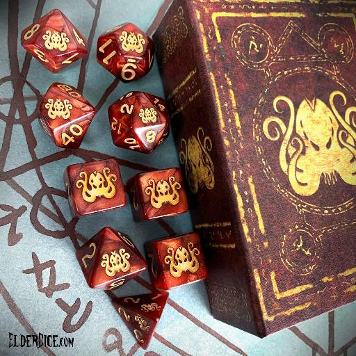 Elder Dice Red Cthulhu Polyhedral Set