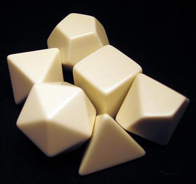 Chessex Opaque Polyhedral White Set of 6 Blank Dice