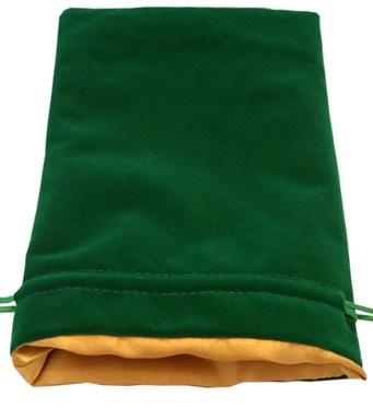 Green Velvet Dice Bag with Gold Satin Lining 6x8