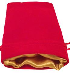 Dice Bag Red Velvet Dice Bag with Gold Satin Lining 4x6