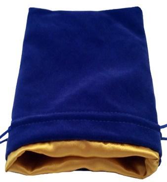 Blue Velvet Dice Bag with Gold Satin Lining 6x8