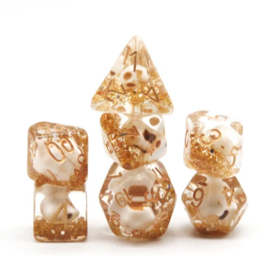 Skull and Gold Glitter RPG Dice Set (7)