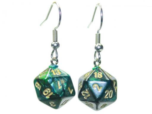 Hook Earrings Scarab Jade Mini D20 Pair