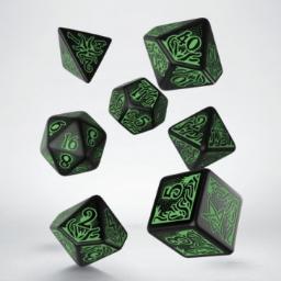 [QWSSCTR21] Call of Cthulhu 7th Edition Black &amp; green Dice Set (7)