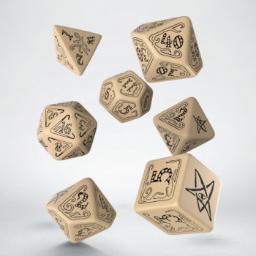 [QWSSCTH18] Call of Cthulhu Beige &amp; Black Dice Set (7)