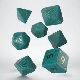 [SRQU97] RuneQuest Turquoise &amp; gold Dice Set (7)