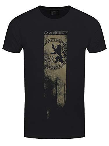 Game Of Thrones - Lannister Flag - Hear Me Roar  (Black T-Shirt)