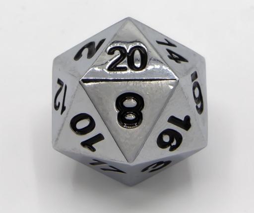 Metallinen D20 noppa