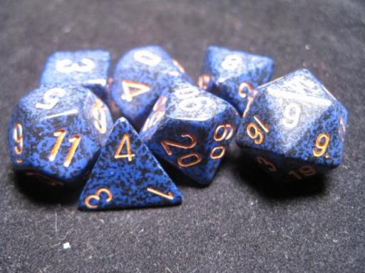 [CHX25337] Chessex Golden Cobalt Poly 7-dice Cube