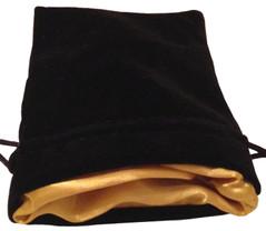 [MET9003] Dice Bags Black Velvet Dice Bag with Gold Satin Lining 4x6