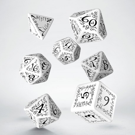 [QWSSELV02] Elvish White &amp; black Dice Set (7)