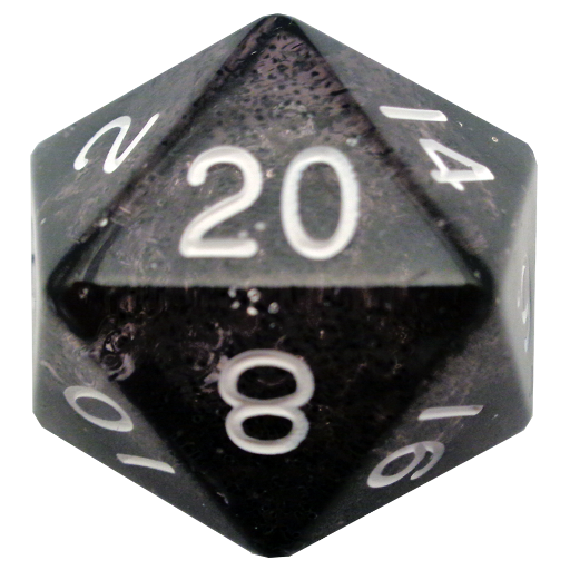 [MET20320] 35mm Mega Acrylic D20 Ethereal Black with White Numbers