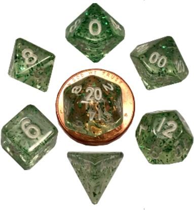 [MET4205] Mini Polyhedral Dice Set Ethereal Green with White Numbers
