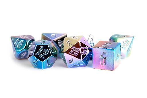 [MET031] 16mm Aluminum Plated Acrylic Poly Dice Set Rainbow Aegis Uninked