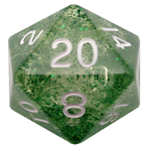 [MET20520] 35mm Mega Acrylic D20 Ethereal Green with White Numbers