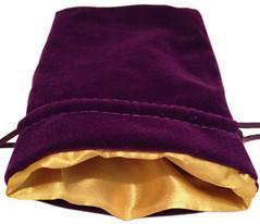 [MET9007] Dice Bag Purple Velvet Dice Bag with Gold Satin Lining 4x6