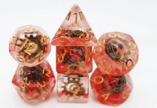 [FBG2608] Red Swirl Ancient Gear RPG Dice Set (7)