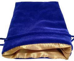 [MET9002] Dice Bag Blue Velvet Dice Bag with Gold Satin Lining 4x6