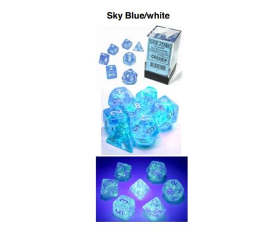 [CHX27586] Borealis Polyhedral Sky Blue/white 7-Die Set