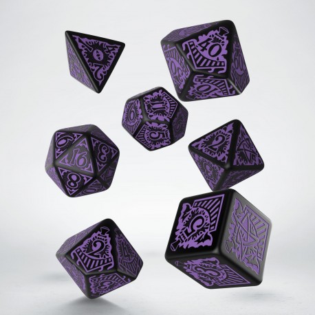 [QWSSCTO51] Call of Cthulhu Horror on the Orient Express Black &amp; purple Dice Set (7)