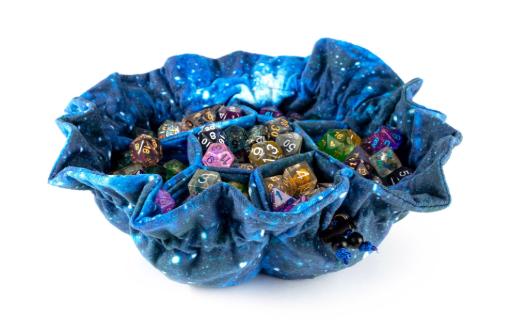 [MET9101] Velvet Compartment Dice Bag with Pockets Galaxy